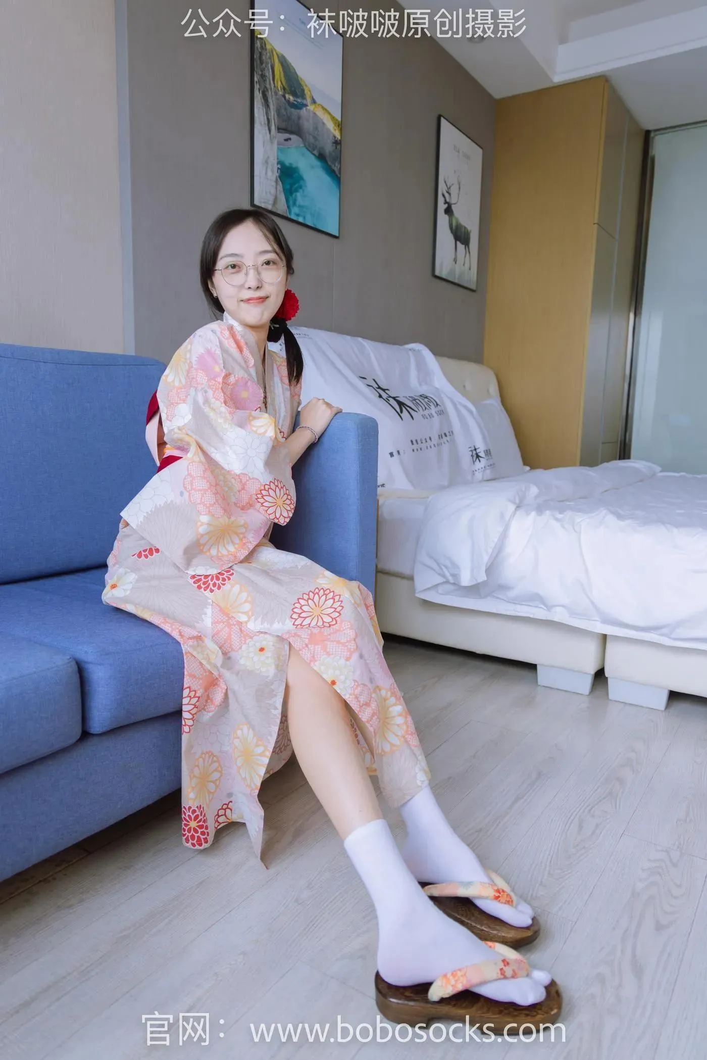 [BoBoSocks袜啵啵]NO.137 稚予-木屐、分指白棉袜、裸足、和风浴衣 [170P]插图